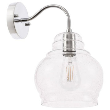 Living District Pierce 1-Light Metal & Glass Wall Sconce in Chrome/Clear