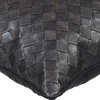Textured Faux Leather 16"x16" Black Pillows Cover, Black Leather Weave
