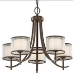 Kichler Lighting - Kichler Lighting 43149MIZ Tallie - Five Light Medium Chandelier - Canopy Included: TRUE  Shade Included: TRUE  Canopy Diameter: 5.75Tallie Five Light Medium Chandelier Mission Bronze Satin Etched White Glass Light Umber Translucent Organza Shade *UL Approved: YES *Energy Star Qualified: n/a  *ADA Certified: n/a  *Number of Lights: Lamp: 5-*Wattage:60w G9 bulb(s) *Bulb Included:No *Bulb Type:G9 *Finish Type:Mission Bronze