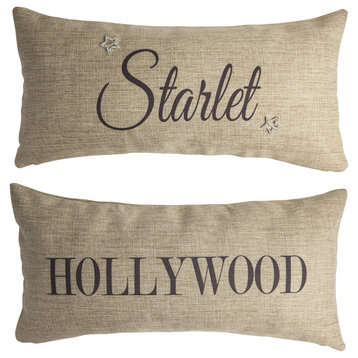 Hollywood Star Celebrity Reversible Pillow With Silver Removable Star Pins