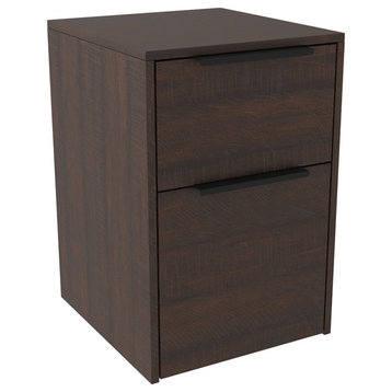 Two Tone Wooden File Cabinet With 2 File Drawers, Dark Brown