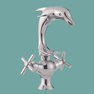 Single Hole Dolphin Shape Faucet Bathroom Mixer Tap Chrome Renovators Supply