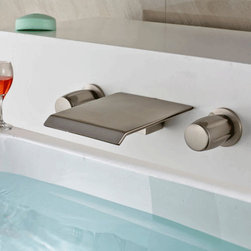 Curitiba Wall Mounted Brushed Nickel Double Handle Bathtub Faucet - Bathtub Faucets