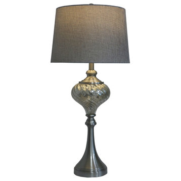 Fangio Lighting's 1594 30in. Brushed Steel & Mercury Glass Font Table Lamp