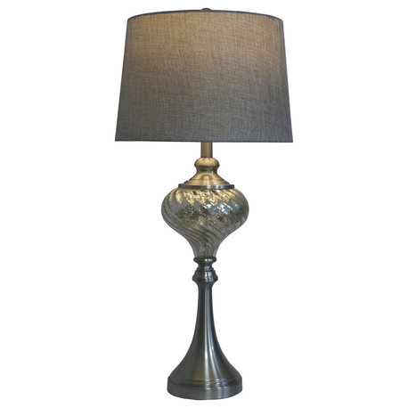 Fangio Lighting's 1594 30in. Brushed Steel & Mercury Glass Font Table Lamp