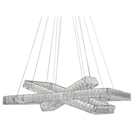 Crystal Elegance Integrated LED 3 Rectangles Chandelier