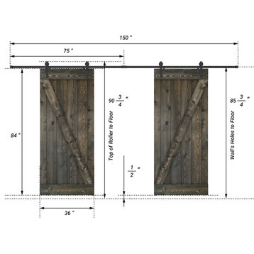 Solid wood barn door Made-In-USA with Hardware Kit(DIY), Ebony, 72x84"h