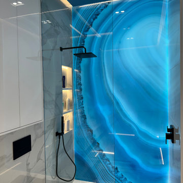 Contemporary Bathroom | Backlit Blue Feature Wall