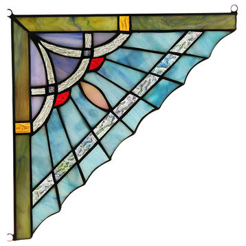 CHLOE Lighting OBSIDIAN Mission Tiffany-glass Window Panel 10"