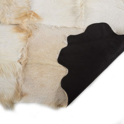 Goatskin Patchwork Area Rug, Rectangle, Hand Tanned, 7'3"x4'7" - Area Rugs