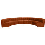 Meridian Furniture - Limitless Velvet Upholstered 8-Piece Modular Sectional, Cognac - Invest in your home's comfort with this Limitless 8 Piece Sectional. This modular unit offers tons of flexibility in the number of ways that you can put each piece in the Limitless collection together to get the ideal customized look. Upholstered in cognac velvet, this beautiful piece is soft and cool to the touch, so you can feel comfortable from every angle. Button and channel tufting add to this unit's upscale look and contemporary charm.
