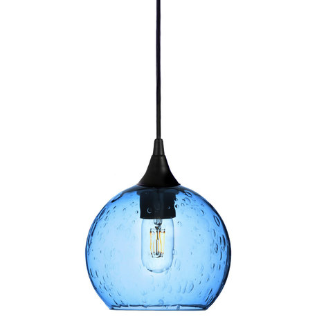 Single Pendant Light, Steel Blue, Matte Black, 4 Watt