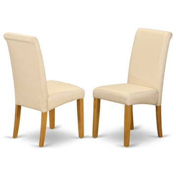 Set of 2 Parson Chair With Linen Fabric, Light Baige