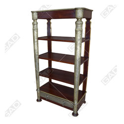ANTIQUE BRASS AND WOOD BOOKSHELF - Furniture