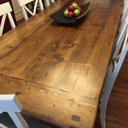 Reclaimed wood table with custom turned legs - Kitchen And Dining Furniture