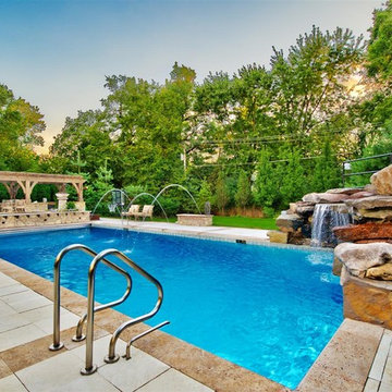 Hinsdale, IL Swimming Pool, Spa and Grotto with Fire Features
