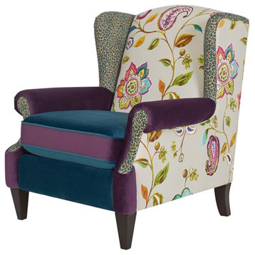 Anya Wingback Accent Arm Chair Multicolored Floral