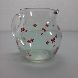 jarra de cristal con flores pintadas de color rojo - Pitchers