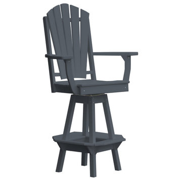 Poly Lumber Adirondack Swivel Bar Chair with Arms, Dark Gray