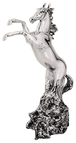 Silver Plated Rearing Horse Sculpture 8006