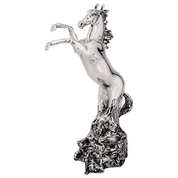 Silver Plated Rearing Horse Sculpture 8006