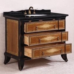 Abel Antique 44 inch Bathroom Vanity Black Granite Top - Bathroom Vanities And Sink Consoles
