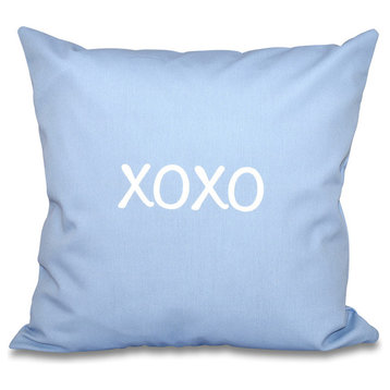 18"x18" "xo"xo, Word Print Pillow, Blue