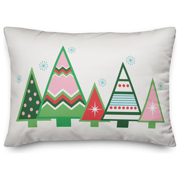 Colorful Christmas Trees 14"x20" Throw Pillow Cover