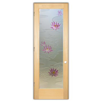 Interior Prehung Door or Interior Slab Door - Lily Pads & Lotus - Maple -...