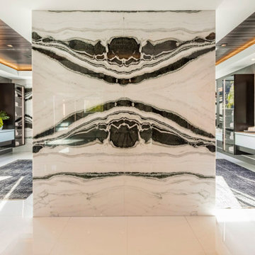 Bundy Drive Brentwood, Los Angeles modern home luxury marble wall primary bathro