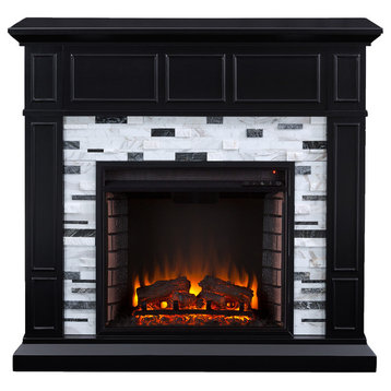 Drew Marble Fireplace, Black and White