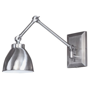 Maggie Swing Arm Sconce 1-Light, Pewter and Metal Shade