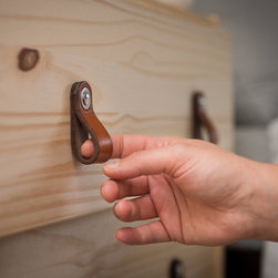 Walnut Studiolo - Leather Drawer Pull, The Hawthorne, Small - Cabinet And Drawer Handle Pulls