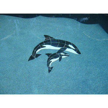 Orca & Baby Ceramic Swimming Pool Mosaic 60"x57"