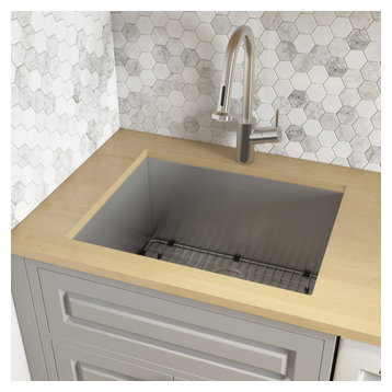 21-inch Deep Laundry Utility Sink Undermount 16 Gauge Stainless Steel - RVU6121
