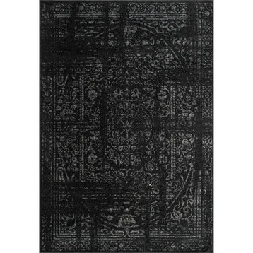 Ring Around The Rosette Area Rug, Black, 2'x3'