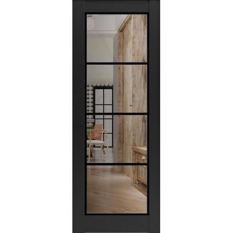 Slab Barn Door Panel 28x80 | Lucia 2466 Matte Black | Sturdy Finished