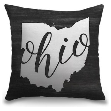 "Home State Typography - Ohio" Outdoor Pillow 16"x16"