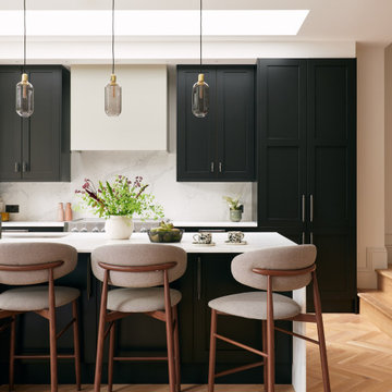 Black Shaker Kitchen with Silver Accents
