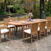 11-Piece Outdoor Teak Dining Set, 117" Oval Table, 10 Lua Stacking Arm Chairs