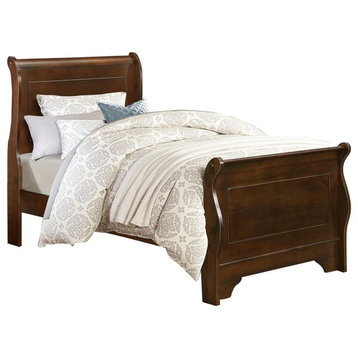 Addler Louis Philippe Twin Sleigh Bed, Brown Cherry
