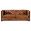 Top Grain Vintage Leather Tuxedo Sofa, Light Brown