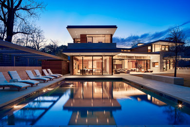 Photo of a contemporary two-storey house exterior in Austin.