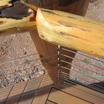 Stainless Cable Infill w/ Natural Peeled Wood Post and Top Rail in Ketchum, ID