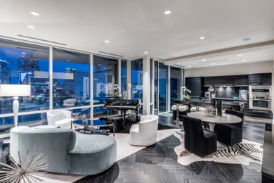Example of a trendy living room design in Dallas