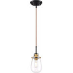 Nuvo Lighting - Nuvo Lighting 60/6852 Toleo - 1 Light Mini Pendant - Toleo; 1 Light; Mini Pendant Fixture; Black FinishToleo 1 Light Mini P Black/Vintage Brass  *UL Approved: YES Energy Star Qualified: n/a ADA Certified: n/a  *Number of Lights: Lamp: 1-*Wattage:60w T14 Medium Base bulb(s) *Bulb Included:No *Bulb Type:T14 Medium Base *Finish Type:Black/Vintage Brass