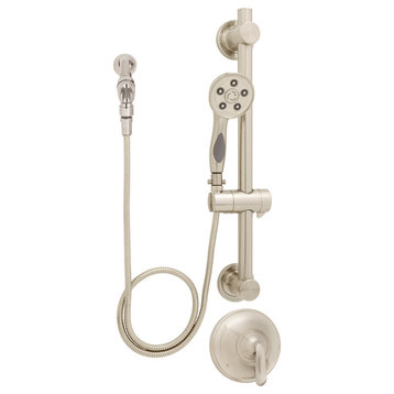 Caspian Shower Package With ADA Hand Shower and Grab Bar, Brushed Nickel