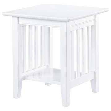 Bowery Hill Contemporary Solid Wood End Table with Sturdy Leg in White