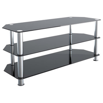 AVF Transitional Steel and Glass TV Stand for up to 55" TVs in Black/Chrome