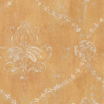 Norwall Wallcoverings CH22566 Grand Chateau Gold Yellow Brown Wallpaper